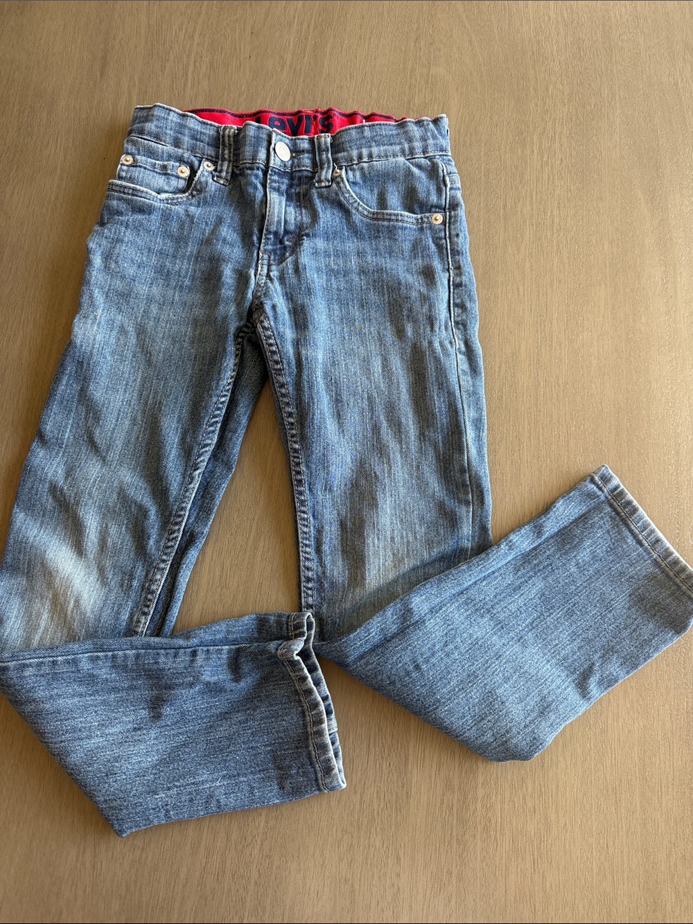 Levi's Kids Blue Denim Jeans with Red Waistband Accent